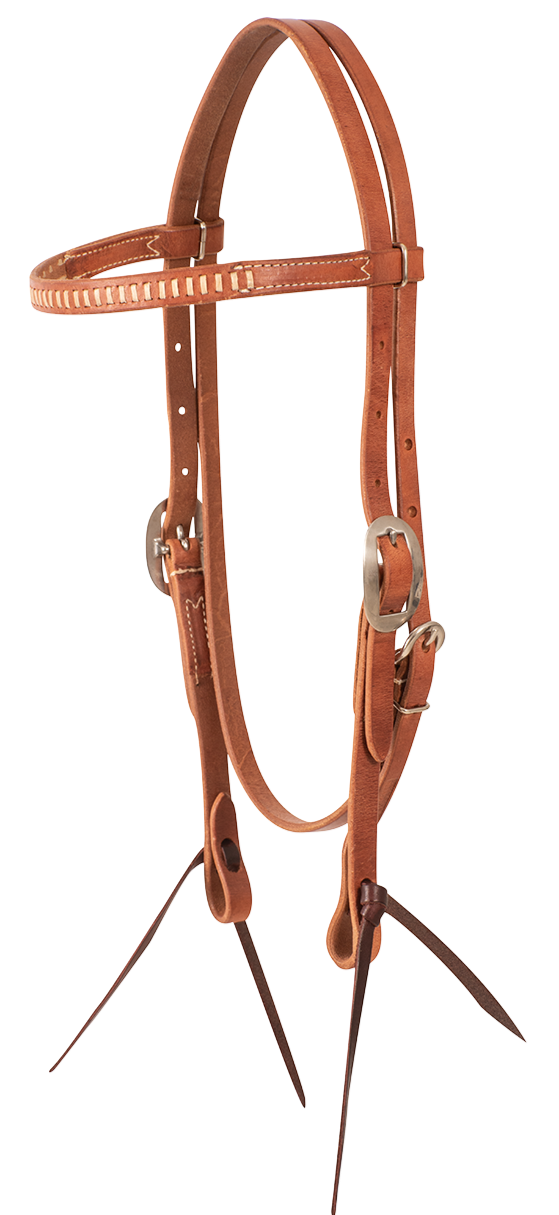 Headstall #79 - Browband Headstall Arnés Natural W/Cordones de Piel