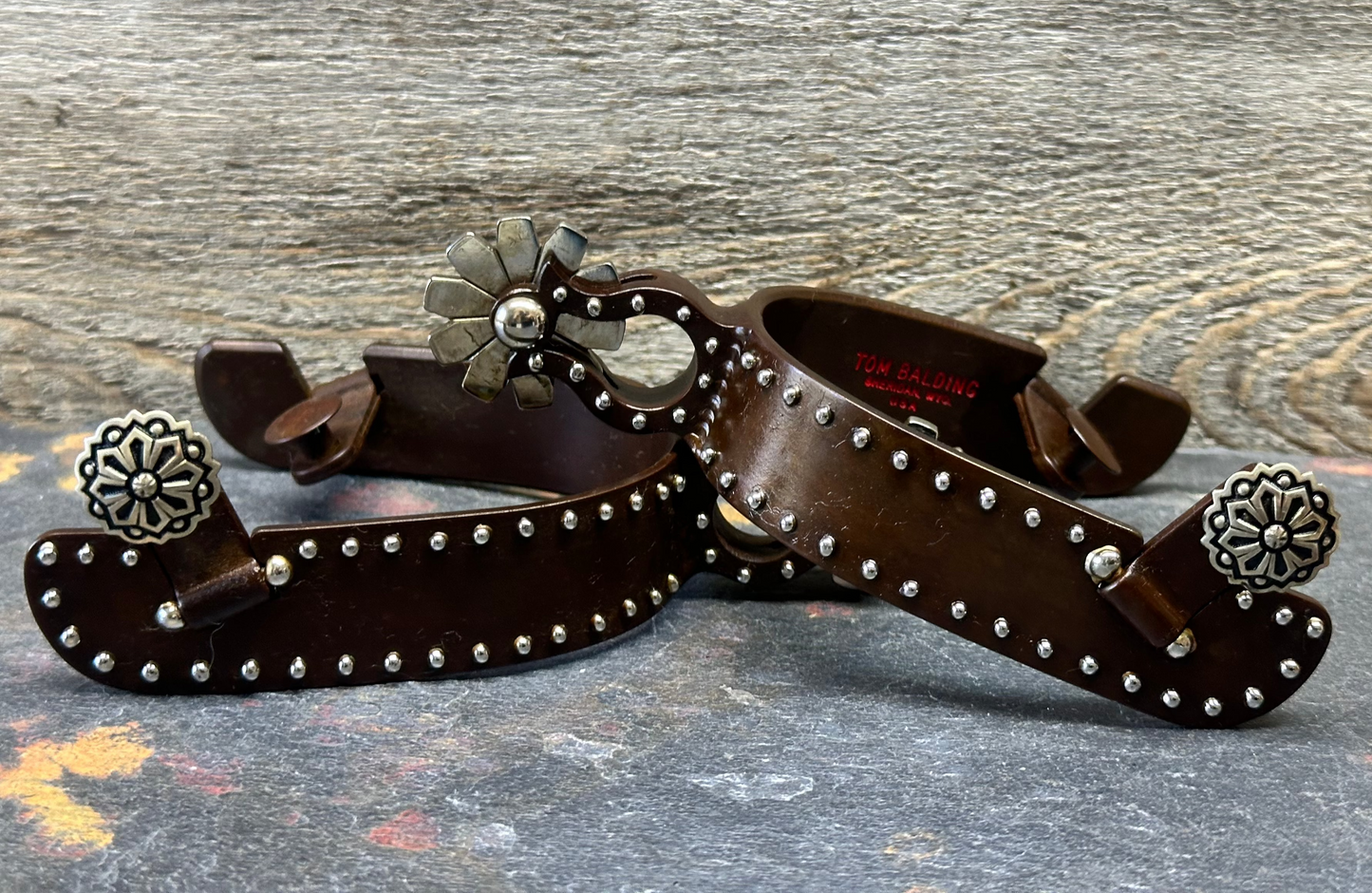 Equestrian Spur #47 Points avec finition marron par Tom Balding Horse Tack