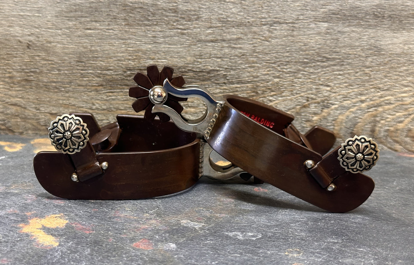 Equestrian Spur #47 Points avec finition marron par Tom Balding Horse Tack