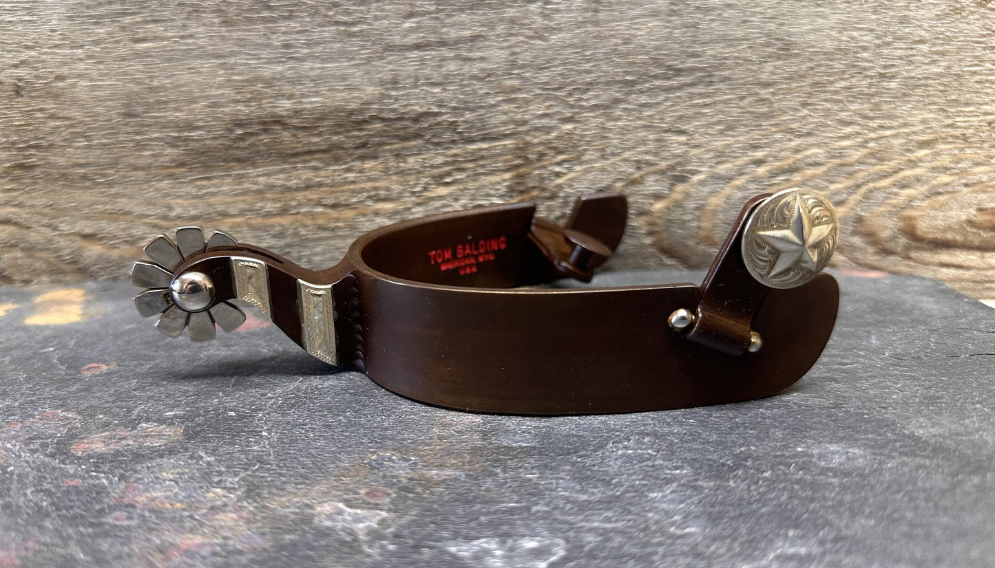 Éperon #81 argent gravé barres sur tige et brun finition-Mens Heelband (copie)