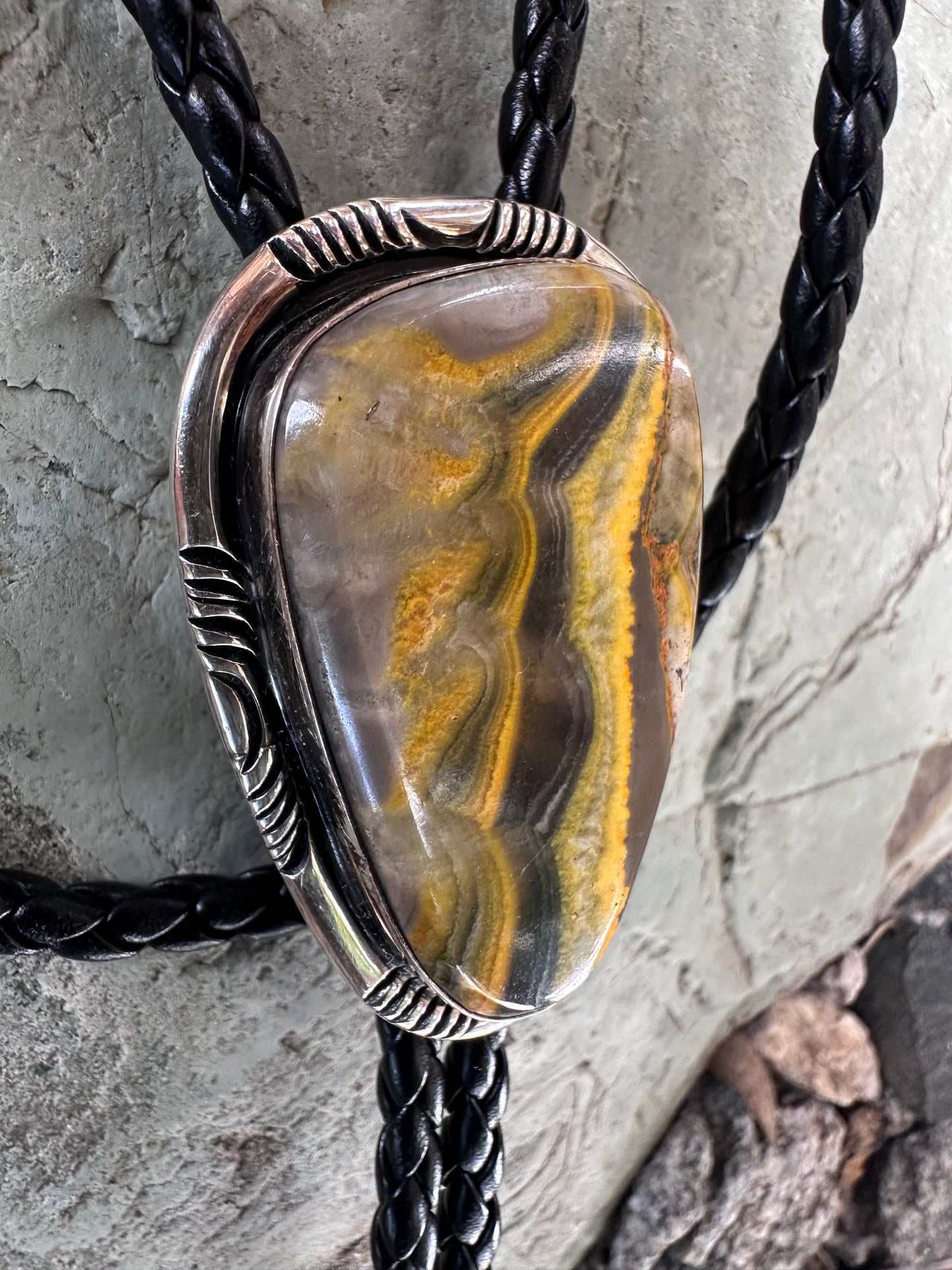 Bumblebee Jasper Navajo Sterling Silver Bolo Tie – One of a Kind