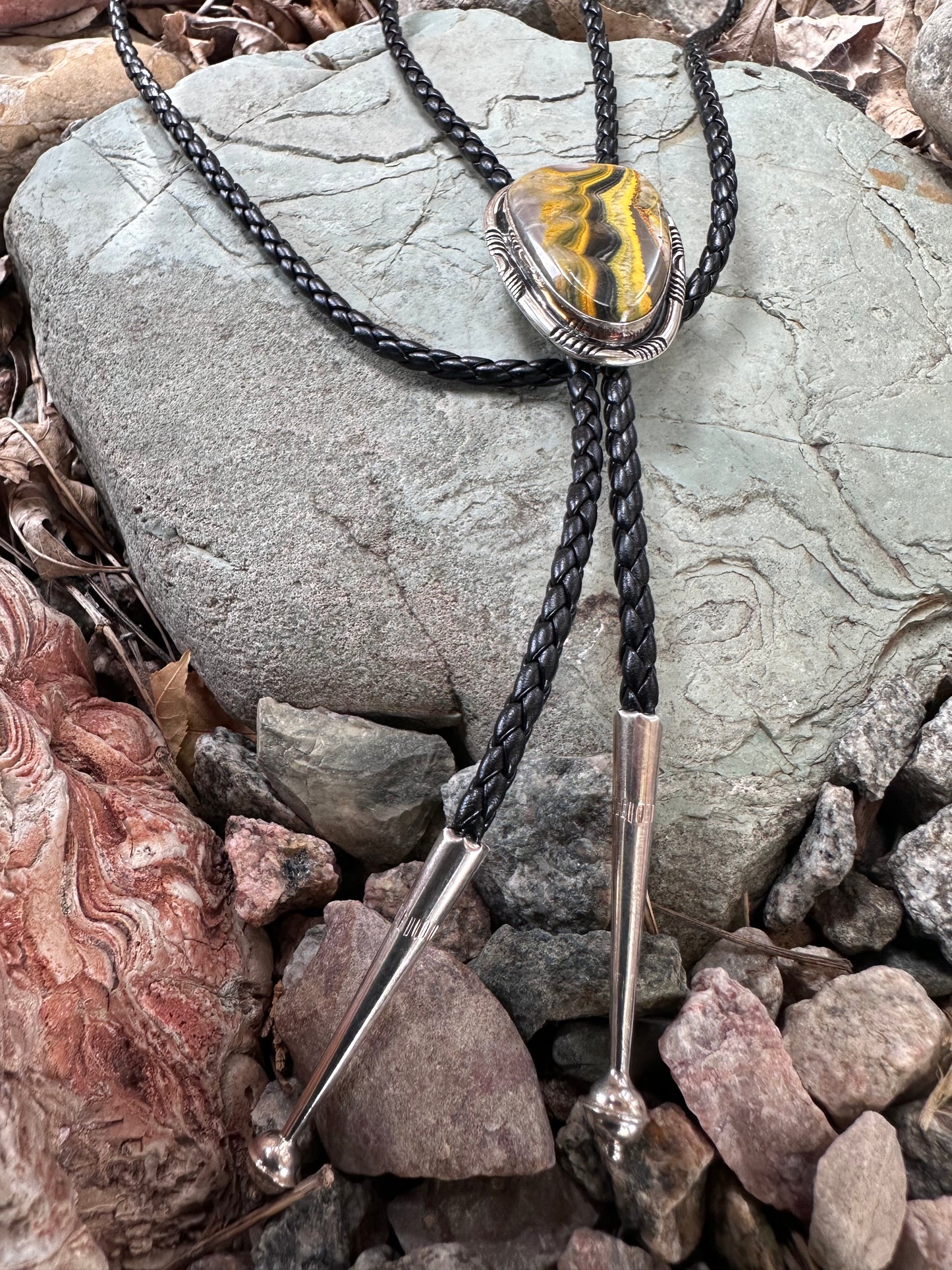 Bumblebee Jasper Navajo Sterling Silver Bolo Tie – One of a Kind