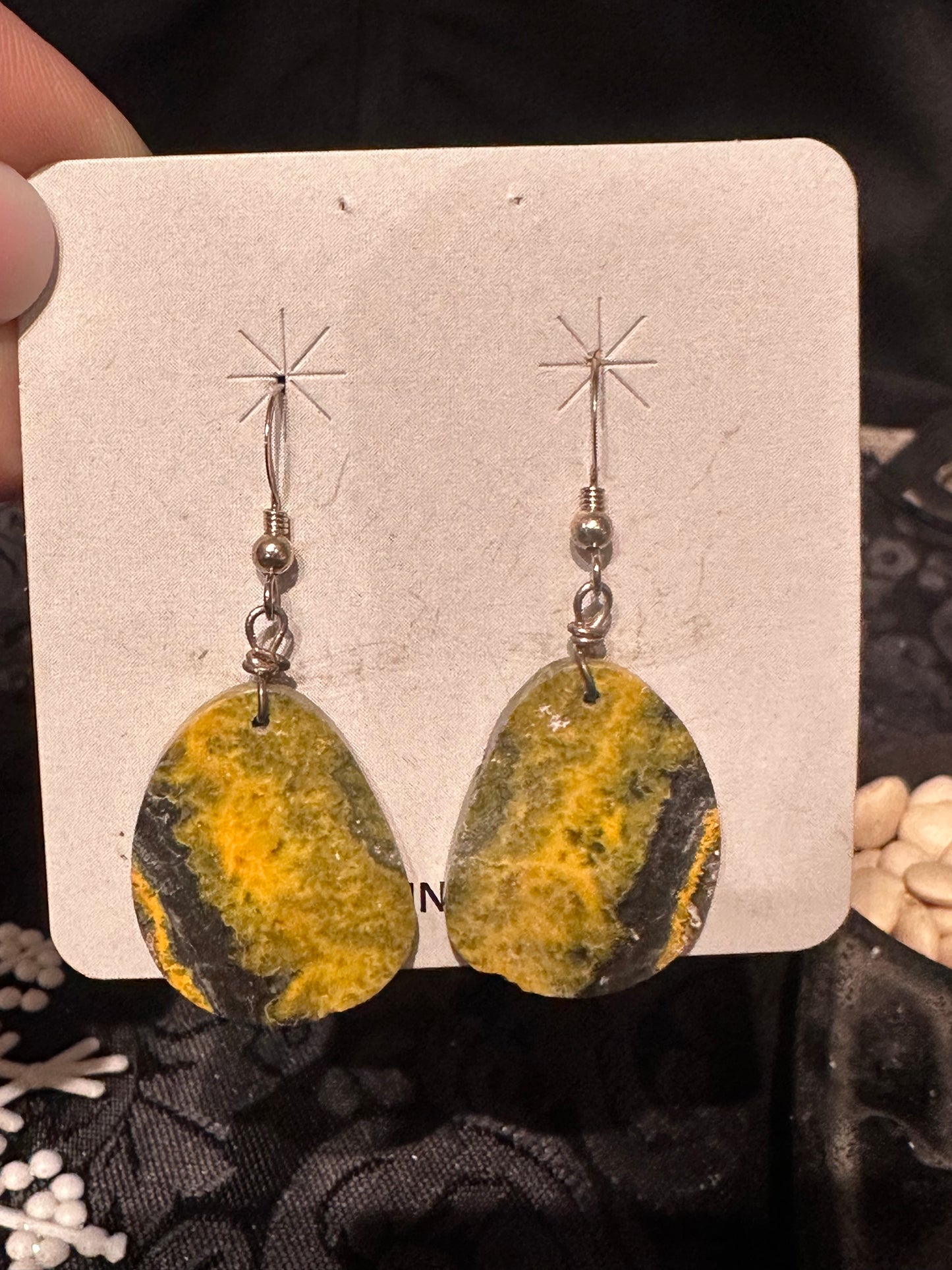 Bumble Bee Slab Hook Earrings