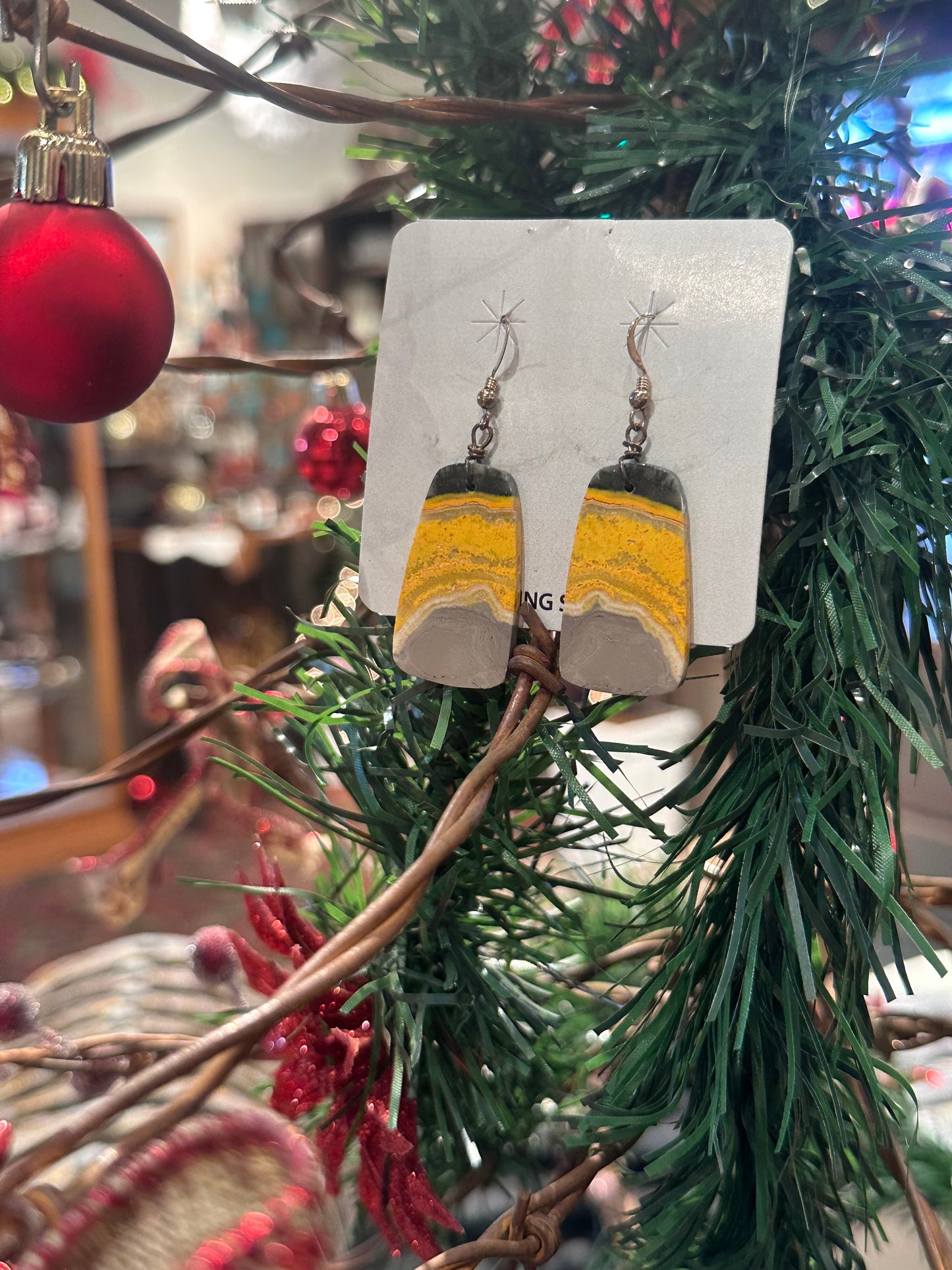 Bumble Bee Slab Hook Earrings