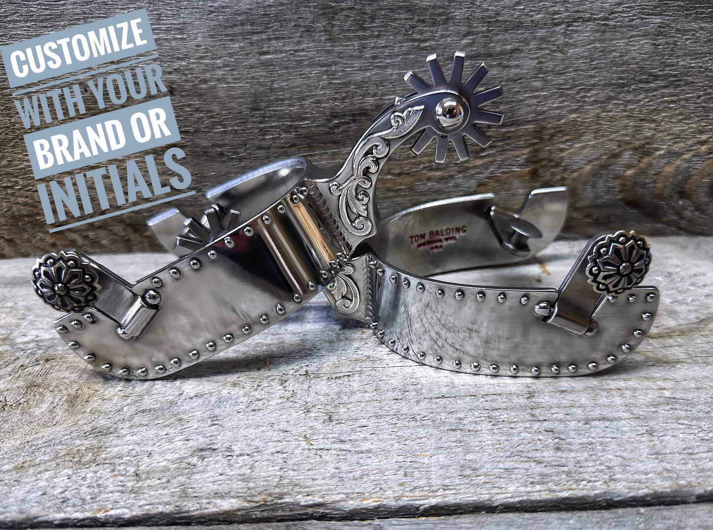 Spur #111 Stainless Spurs with Silver Floral & Dots