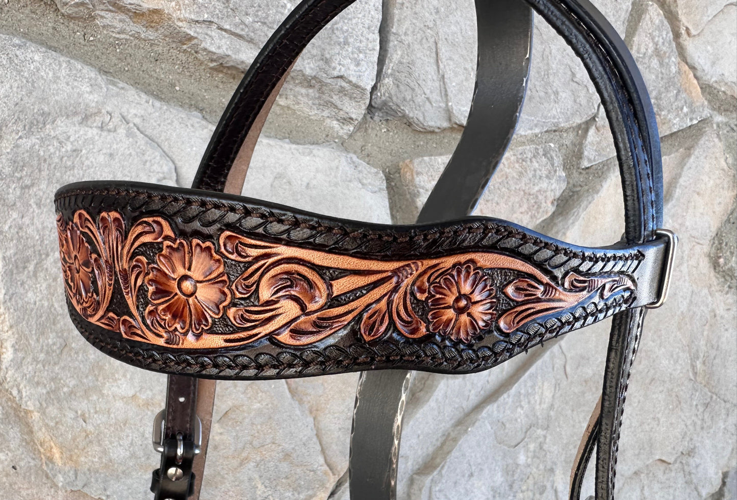 Kopfstück Nr. 108 – Stirnband-Kopfstück mit zweifarbigem Blumenmuster