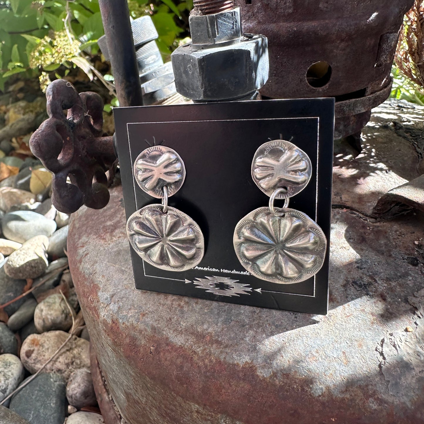 Sterling Silver Concho Post Earrings