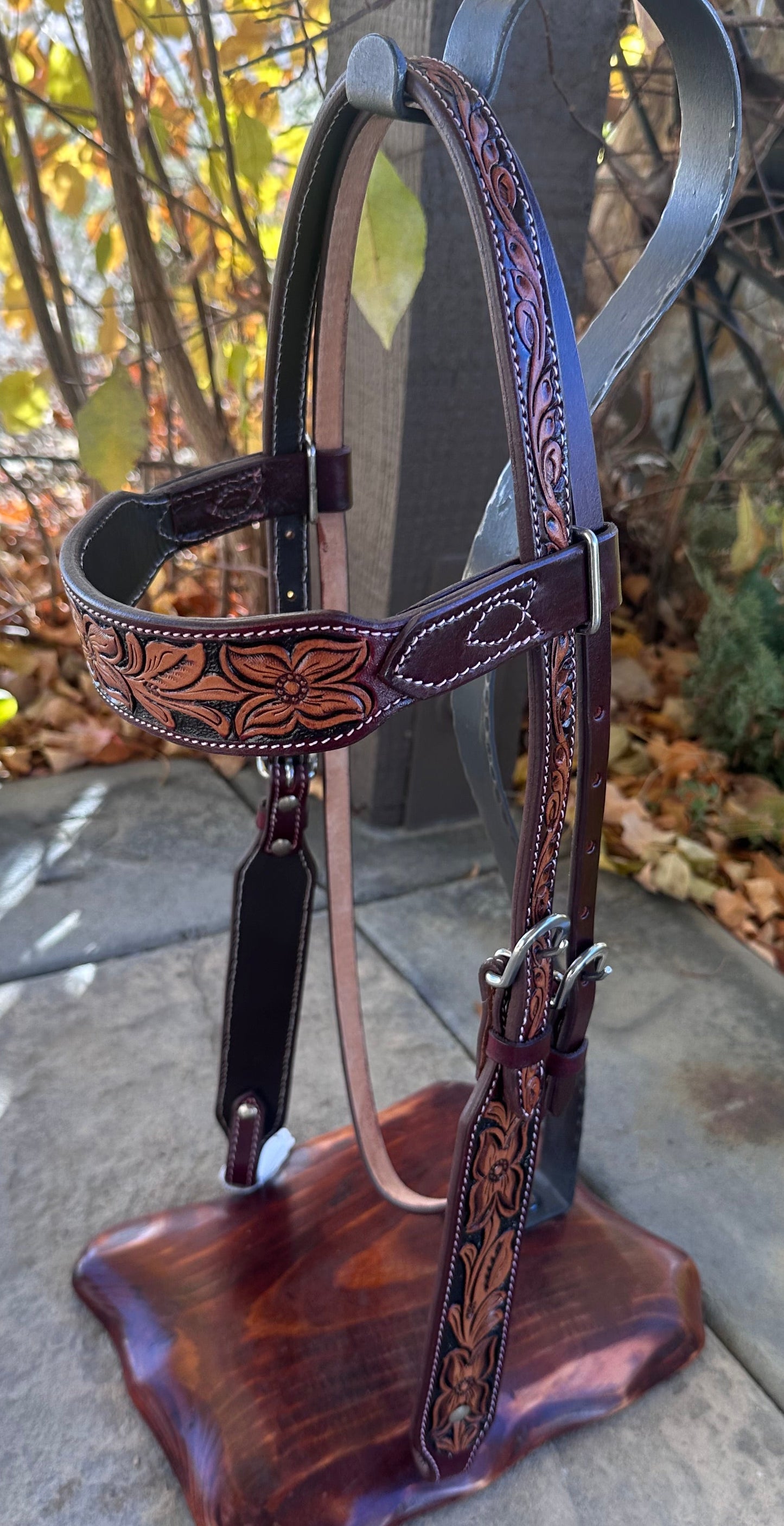 Headstall #112 - Browband Headstall Pena clara e escura