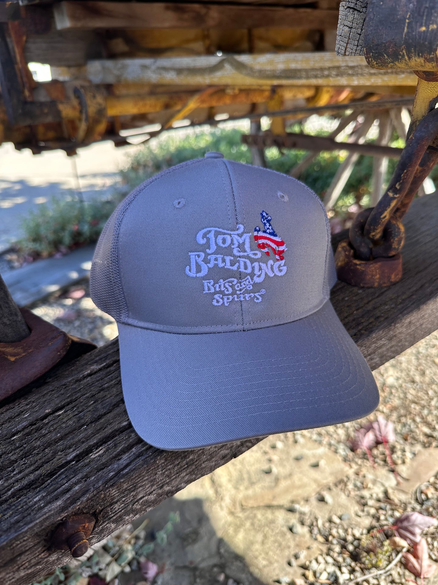 Cap #57 NEW Gray with Classic Logo Patriotic Bucking Horse