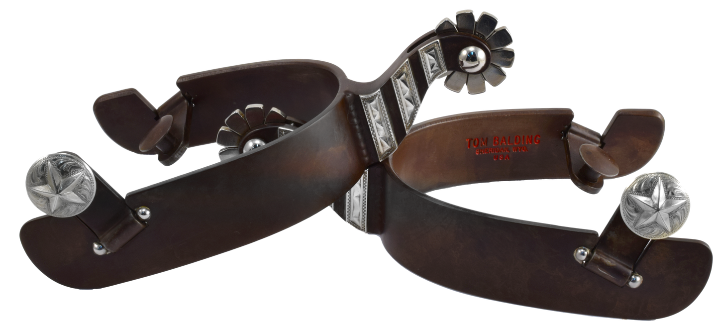 Equestrian Spur # 54 Barres d'argent avec finition marron par Tom Balding Horse Tack