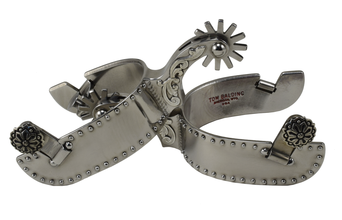 Spur #111 Stainless Spurs with Silver Floral & Dots