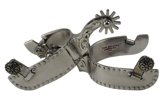 Spur #111 Stainless Spurs with Silver Floral & Dots