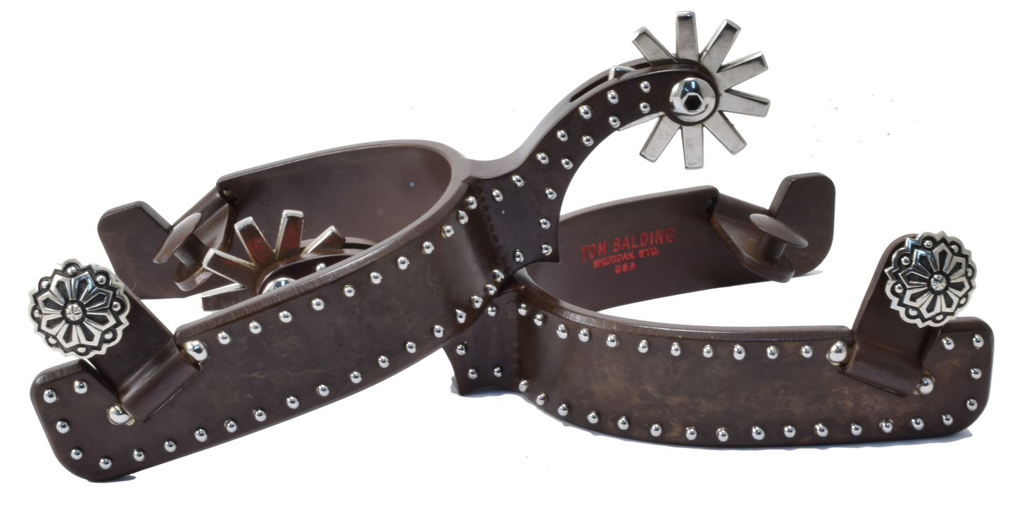 Equestrian Spur #63 Bande de style Texas avec finition marron et points par Tom Balding Horse Tack