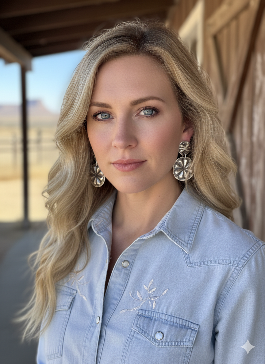 Sterling Silver Concho Post Earrings