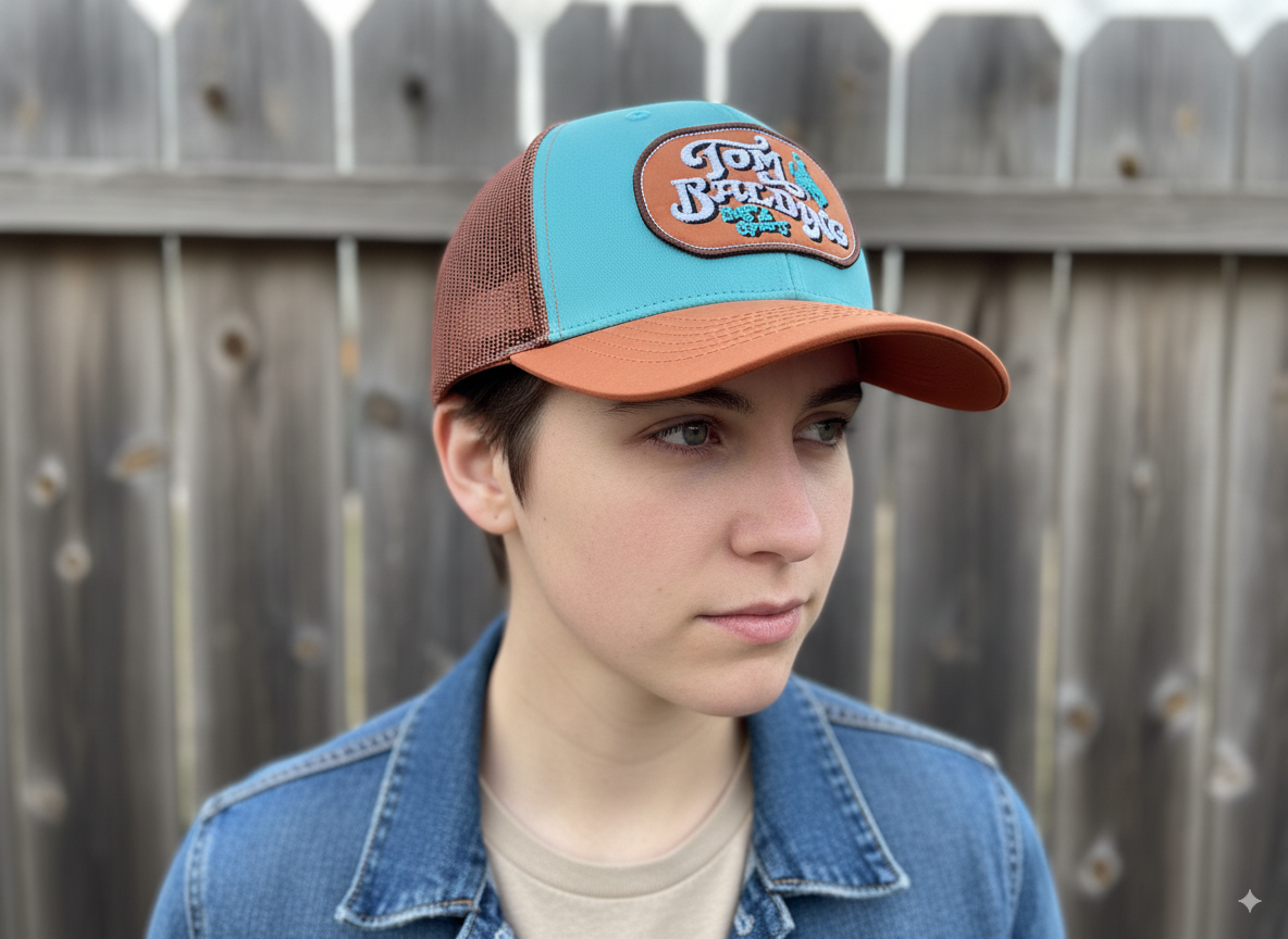 Casquette #52 NEW Burnt Orange & Turquoise avec logo classique