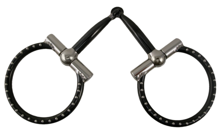 Ballhinge D-Ring Snaffle Noir avec des points