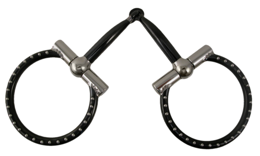 Ballhinge D-Ring Snaffle Black with Dots