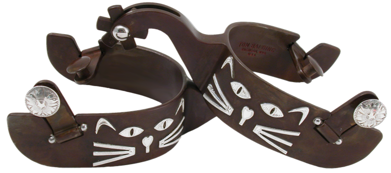 Spur #25 Silver Cat Face o marca personalizada y acabado marrón
