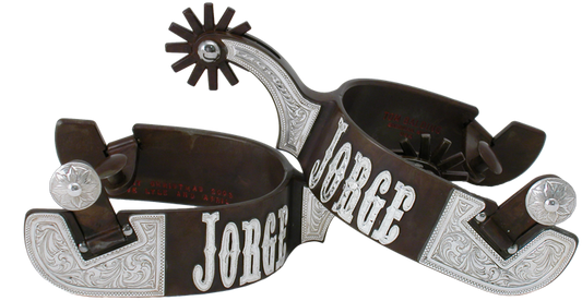 Spur #28 Silver Plates With Custom Name & Brown Finish