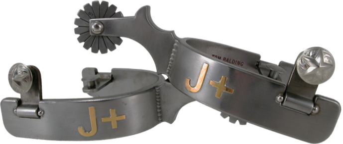 Equestrian Spur #41 Bande de style Texas avec marque en laiton et finition satinée par Tom Balding Horse Tack