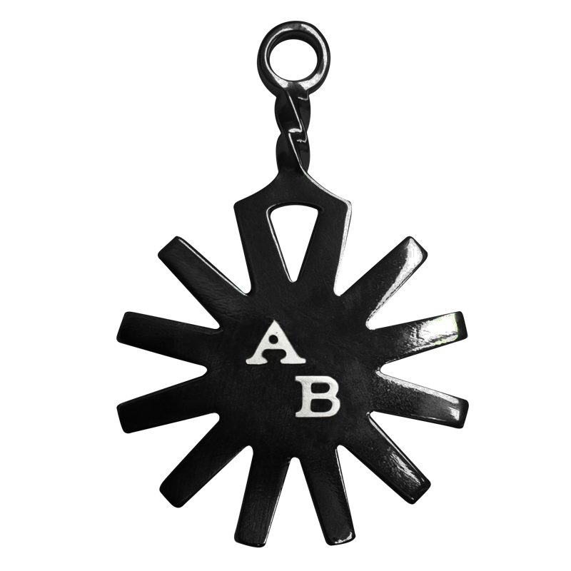 Customizable Flat Spur Rowel Key Ring - Black