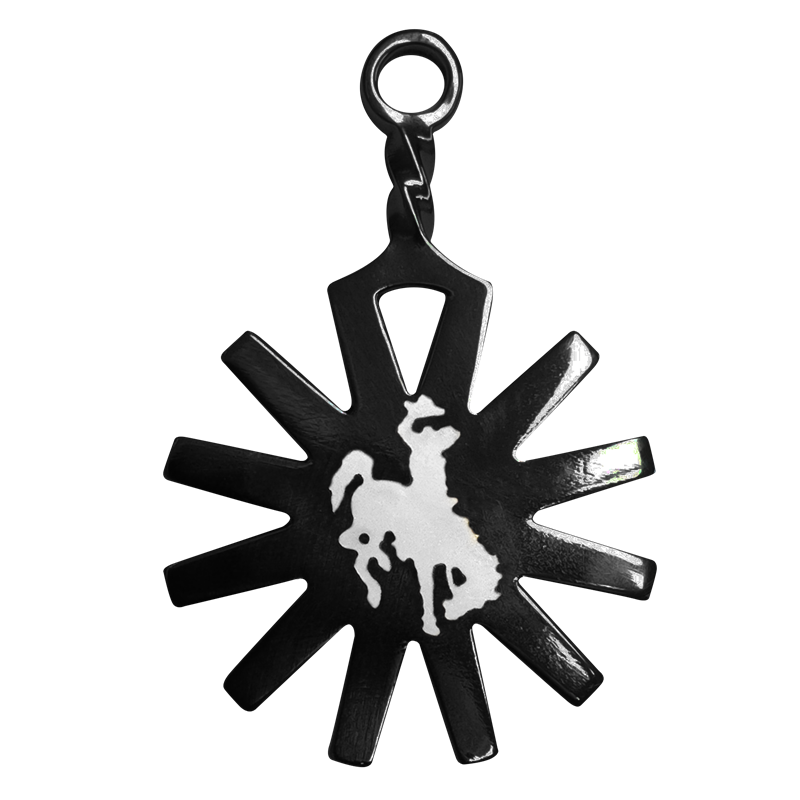 Customizable Flat Spur Rowel Key Ring - Black