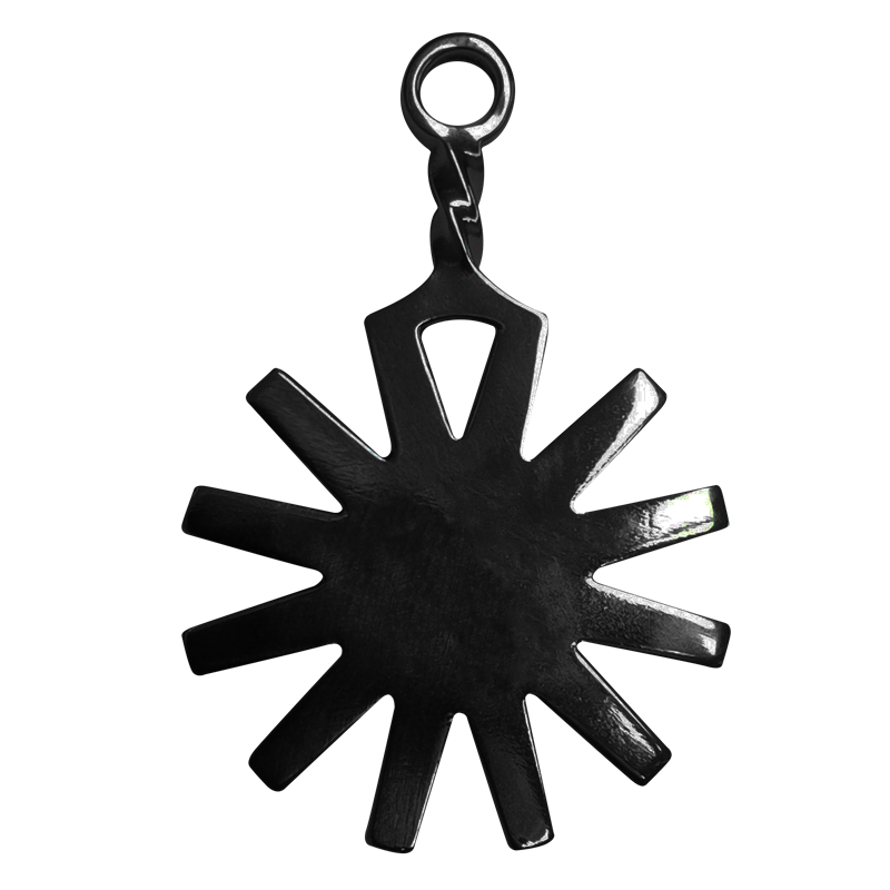 Customizable Flat Spur Rowel Key Ring - Black