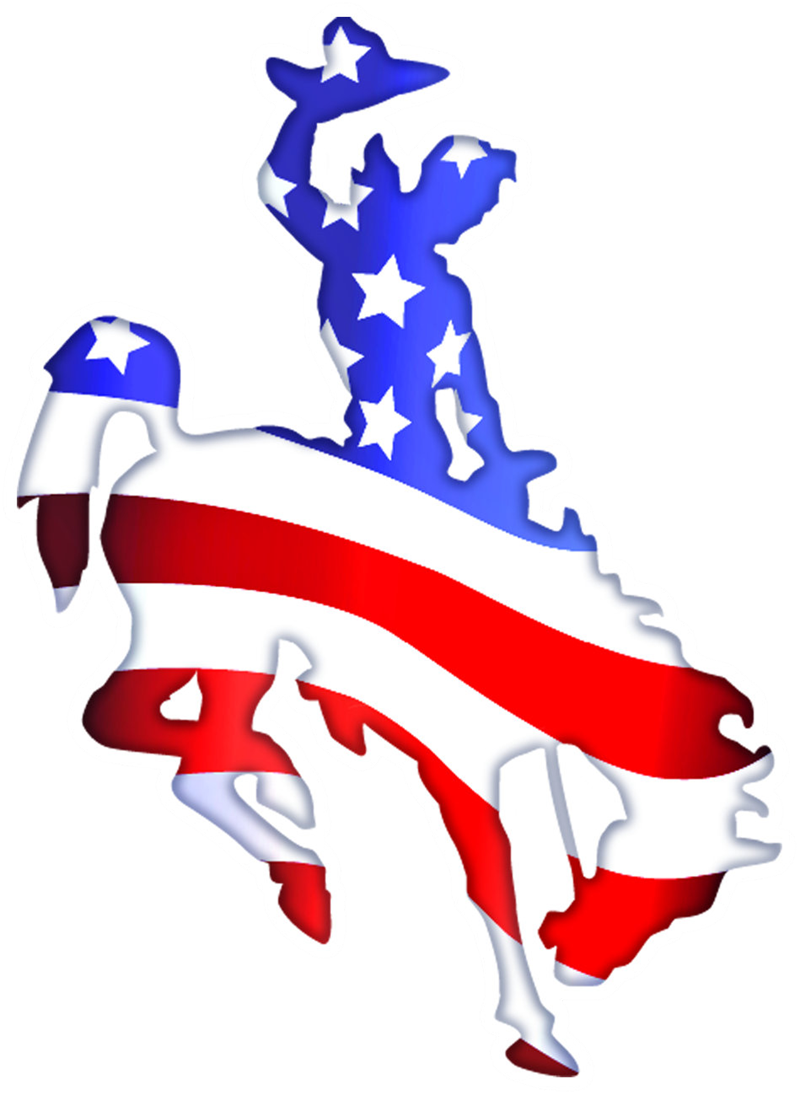 Autocollant TB Patriotic Bucking Horse par Tom Balding Bits & Spurs