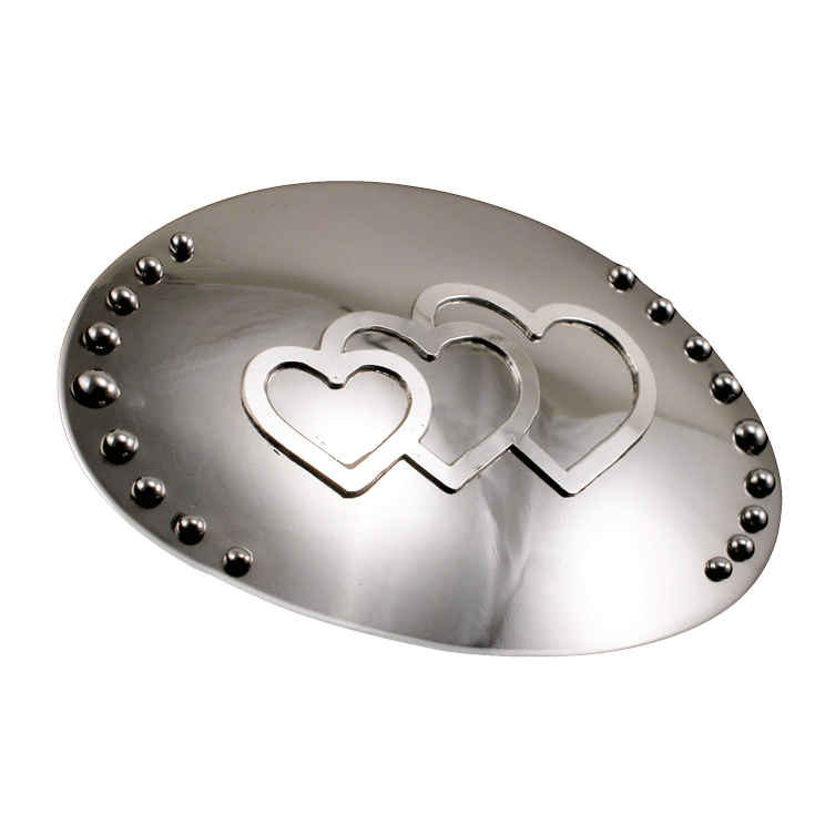Belt Buckle with High Polish Finish, Stainless Dots, & Brand/Initials - 3 1/2"