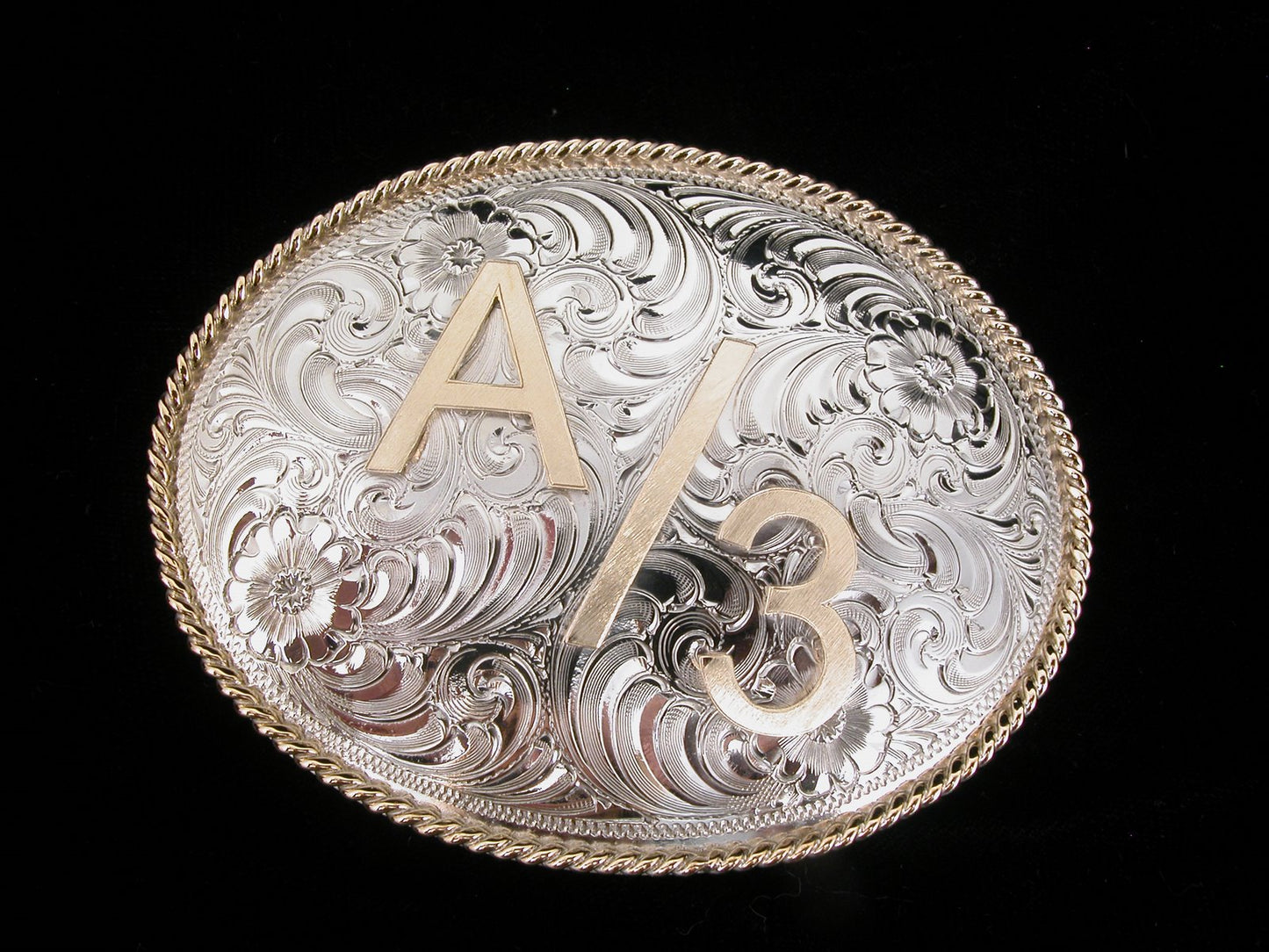 Customizable Large German Silver Belt Buckle with Rope Edge