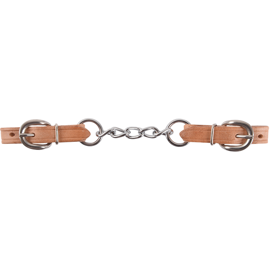 Curb Strap #3 Leather With Stainless Chain & Buckles