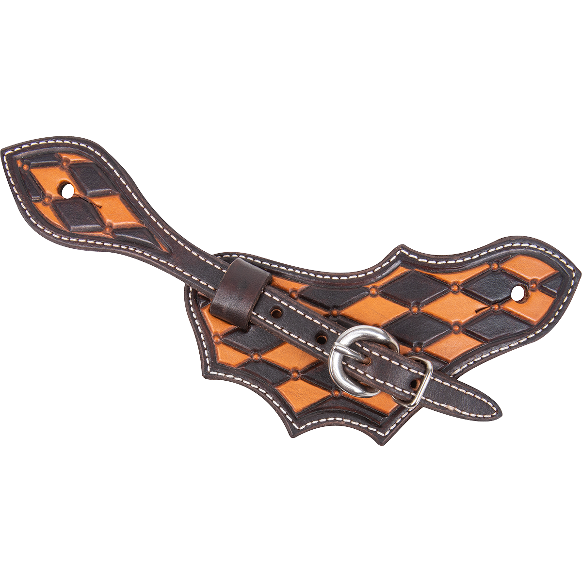 Spur Strap #14 Oak Leaf Spur Strap With Quilted tool and Dyed Detail - Ladies