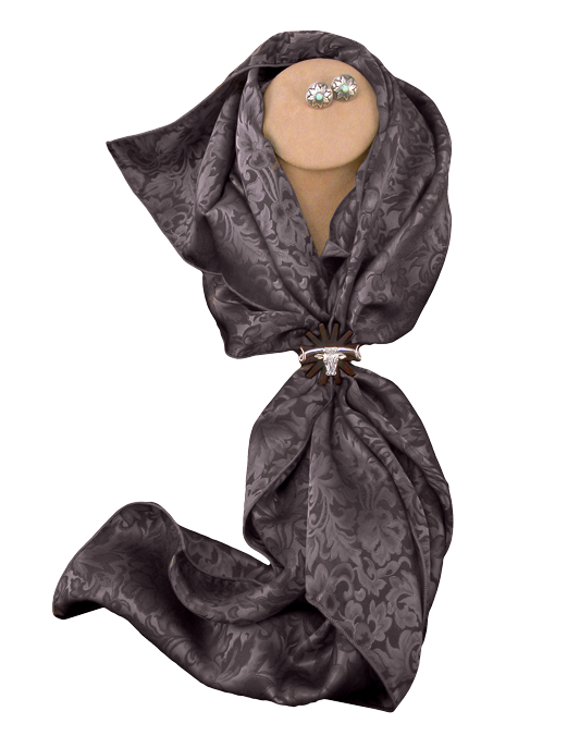 Écharpe en jacquard chocolat en chiffon de soie sauvage