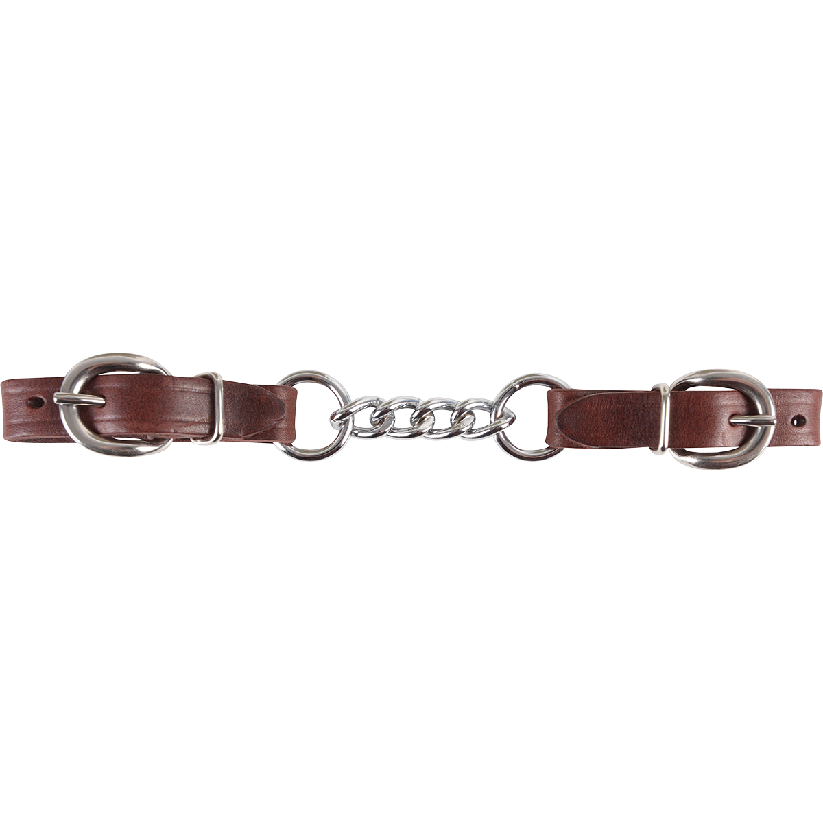 Curb Strap Cuero n.° 4 con cadena de acero inoxidable y hebillas