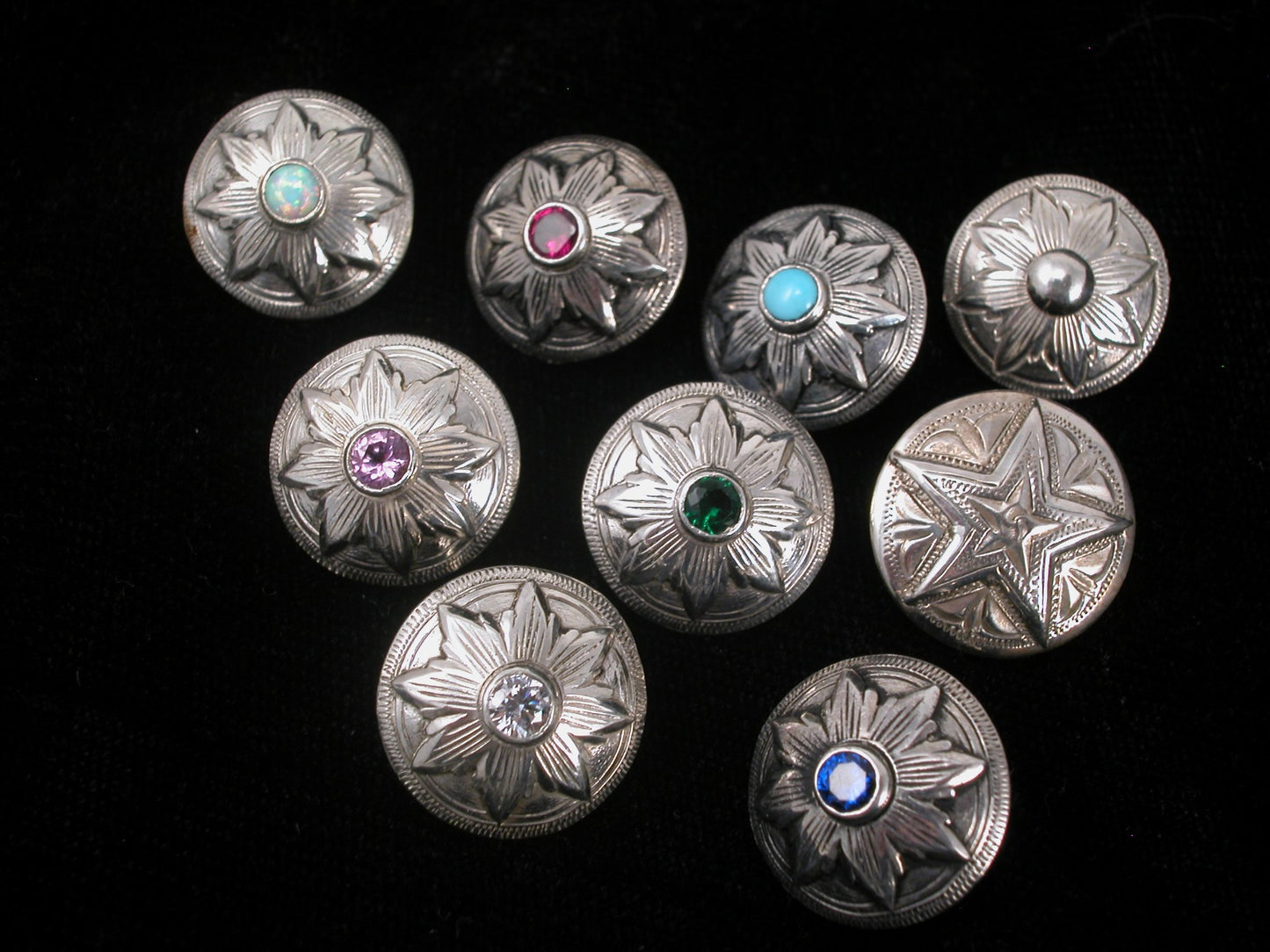Classic Sterling Silver Flower Burst Concho Pendant