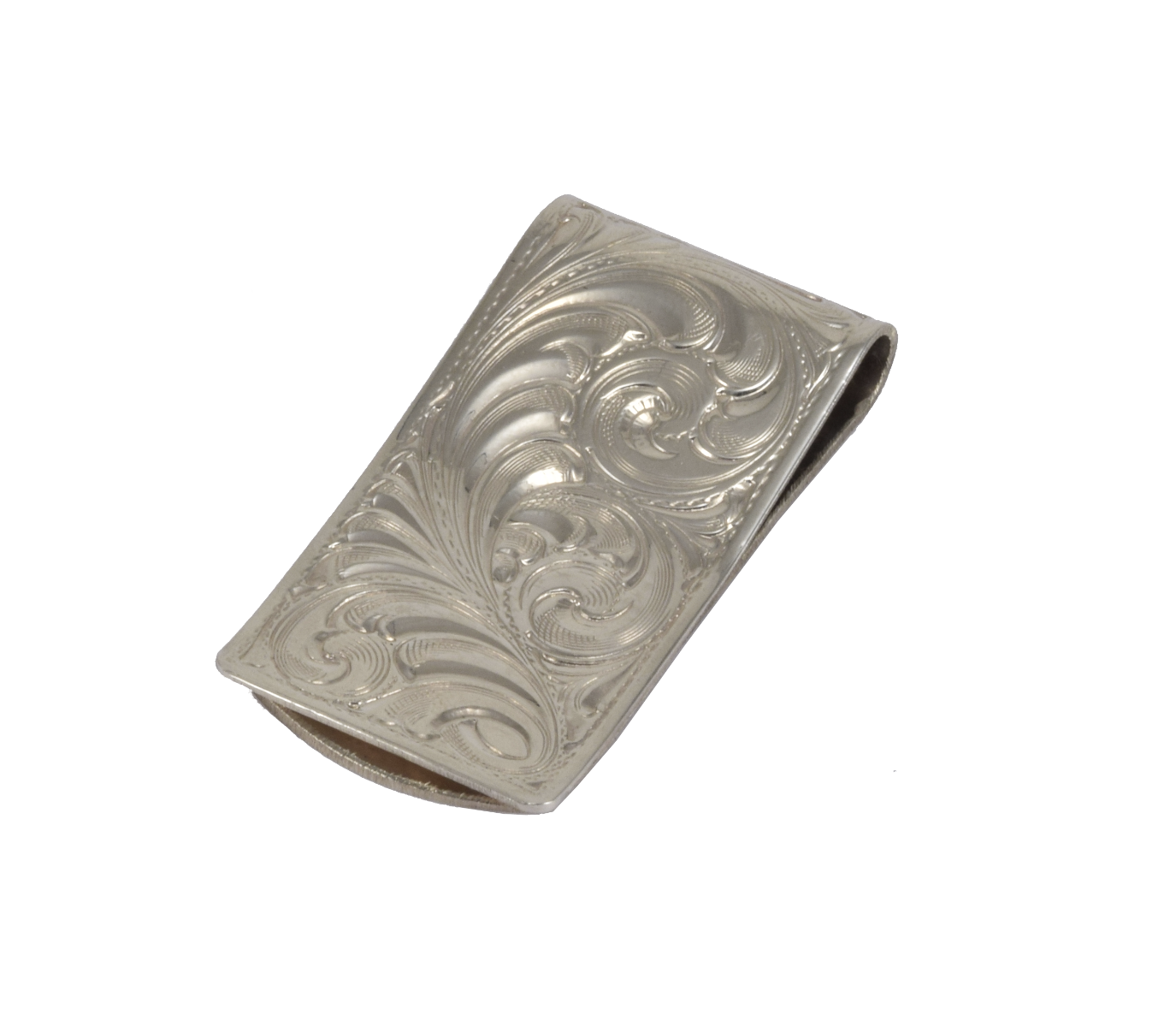 German Silver Engraved Pattern Money Clip