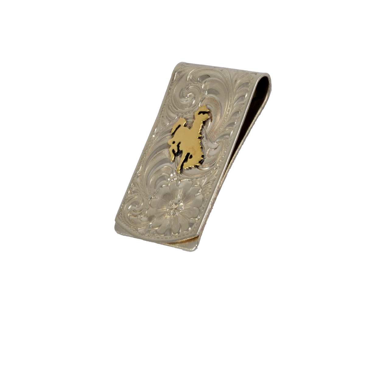 German Silver Engraved Pattern Money Clip