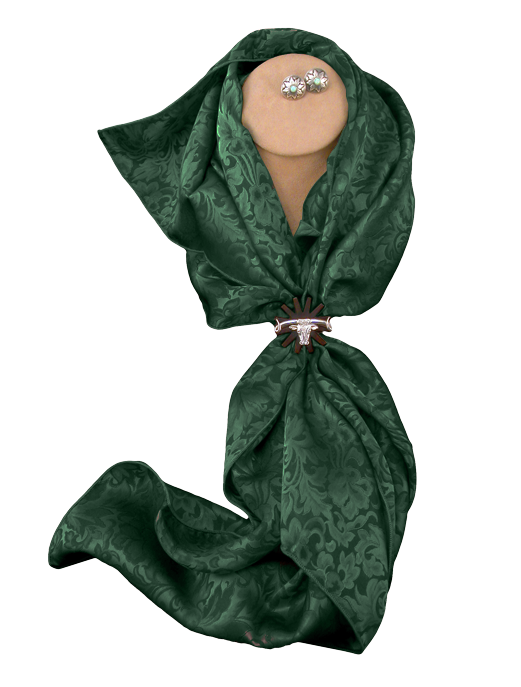 Silk Wild Rag - Green Jacquard Scarf