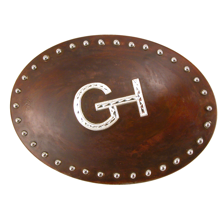 Stahl gürtels chnalle mit braunem Finish-Punkte & Custom Marke oder Name/Initialen