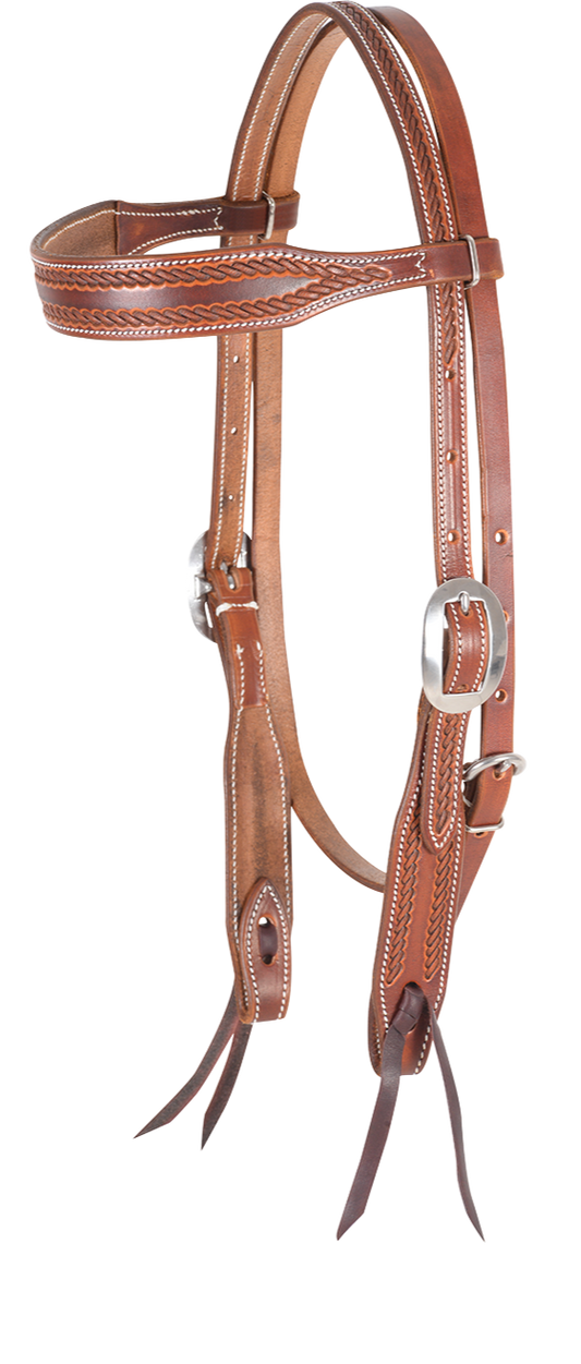 Headstall #59 - Browband Headstall W/ Rope Border