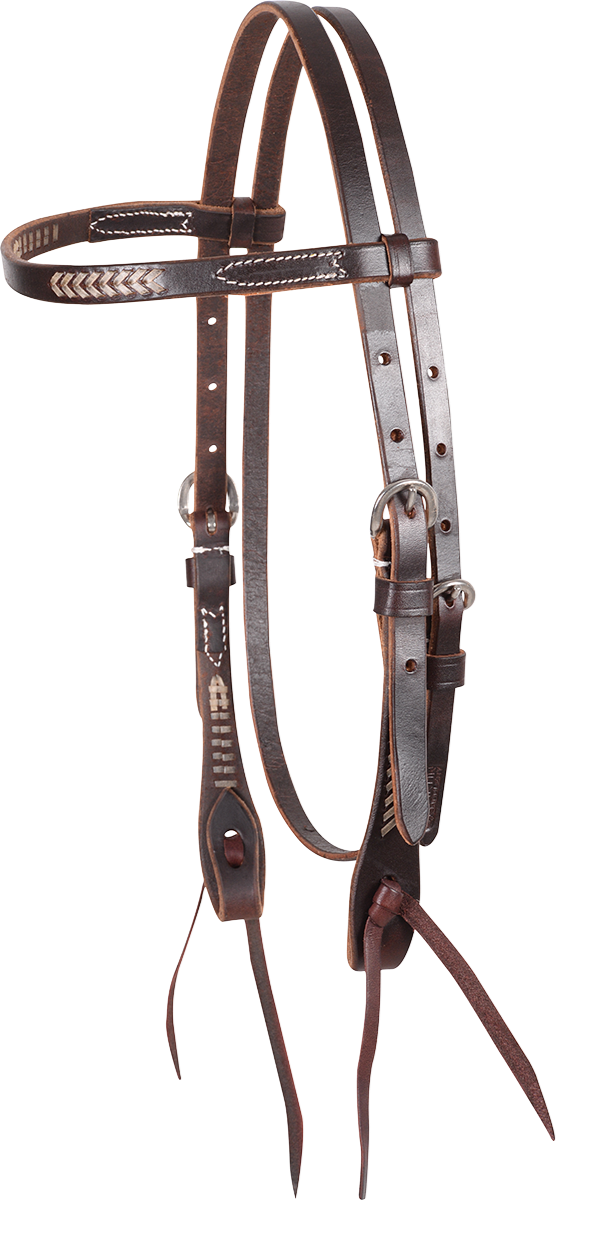 Headstall #52 - Browband Headstall Chocolate W/ Rawhide Lacing