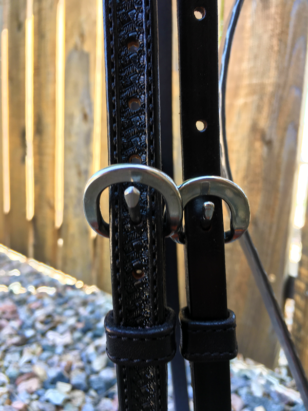 Headstall #101 - Straight Browband Headstall in Basket Black and Dots