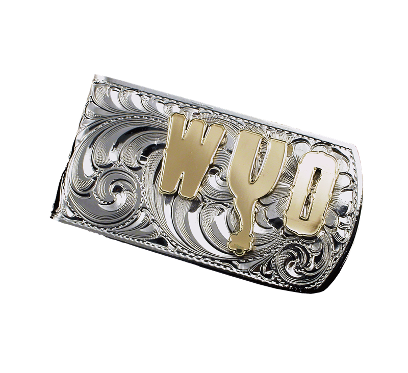 German Silver Engraved Pattern Money Clip With Initials Or Brand