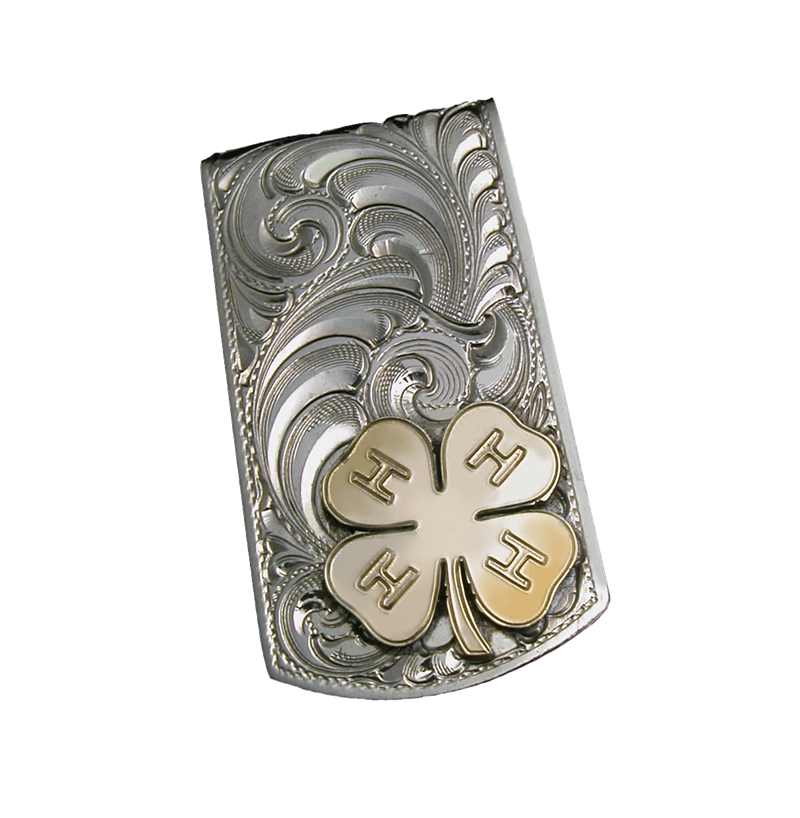 German Silver Engraved Pattern Money Clip With Initials Or Brand