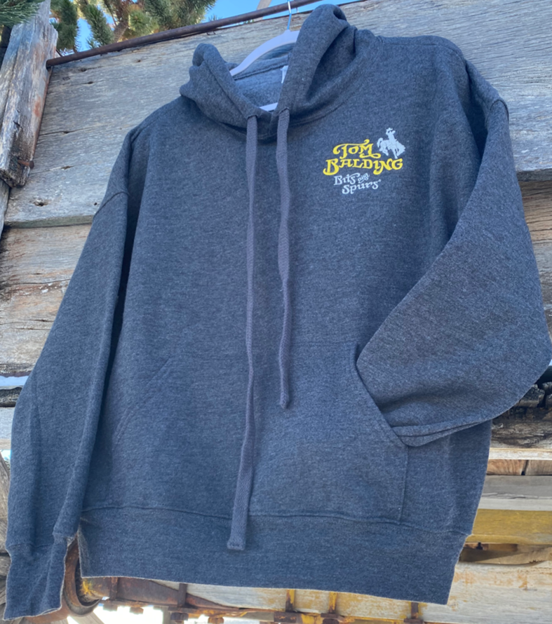 TBBS Adult Unisex Bella+Canvas Hoodie Sweatshirt -  Dark Gray Heather with Embroidered Classic Logo on Front - By Tom Balding Bits & Spurs