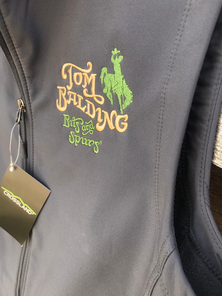 TBBS Adult Unisex Crossland Soft Shell Vest -Gray wtih Embroidered Classic Logo - By Tom Balding Bits & Spurs