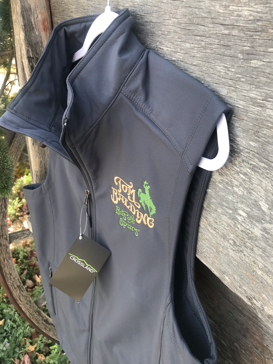 TBBS Adult Unisex Crossland Soft Shell Vest -Gray wtih Embroidered Classic Logo - By Tom Balding Bits & Spurs