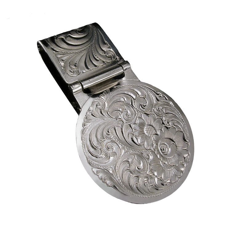 Pince à billets ronde en argent allemand gravée