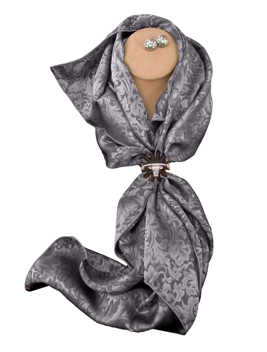 Silk Wild Rag - Silver Jacquard Scarf