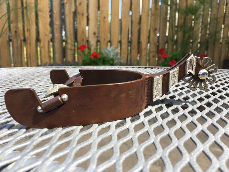 Equestrian Spur # 58 Barres d'argent avec finition marron par Tom Balding Horse Tack